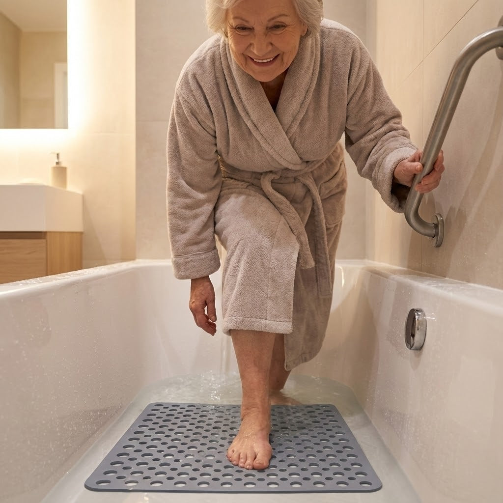 Prestixo Secure Shower Mat | Non-Slip, Antibacterial & Fast-Draining Design