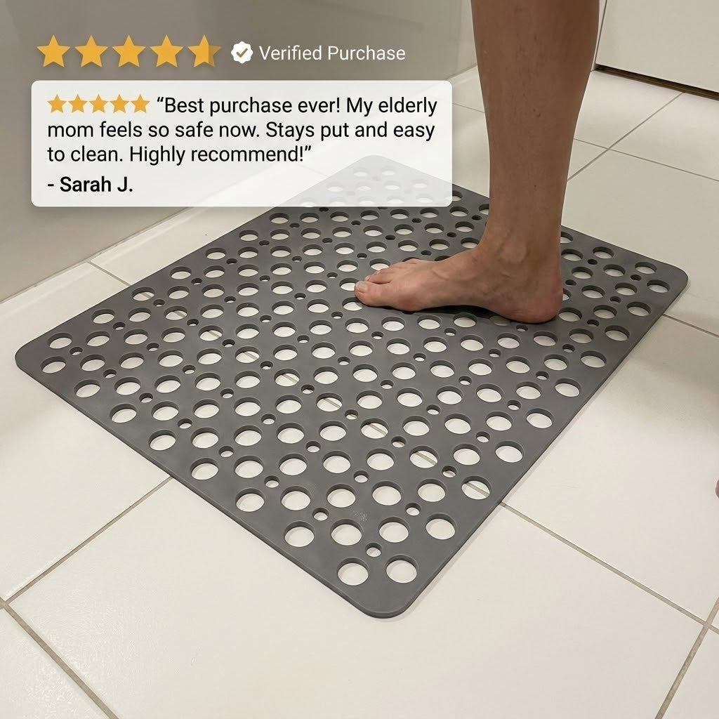 Prestixo Secure Shower Mat | Non-Slip, Antibacterial & Fast-Draining Design