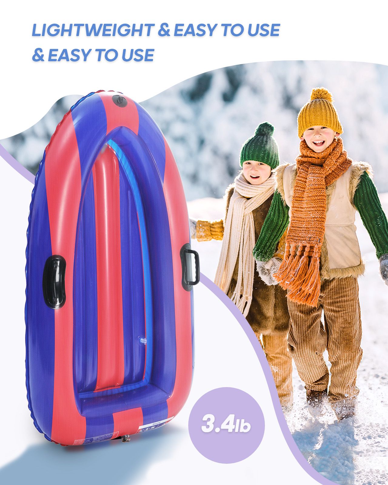 Inflatable Snow Sled with Handles
