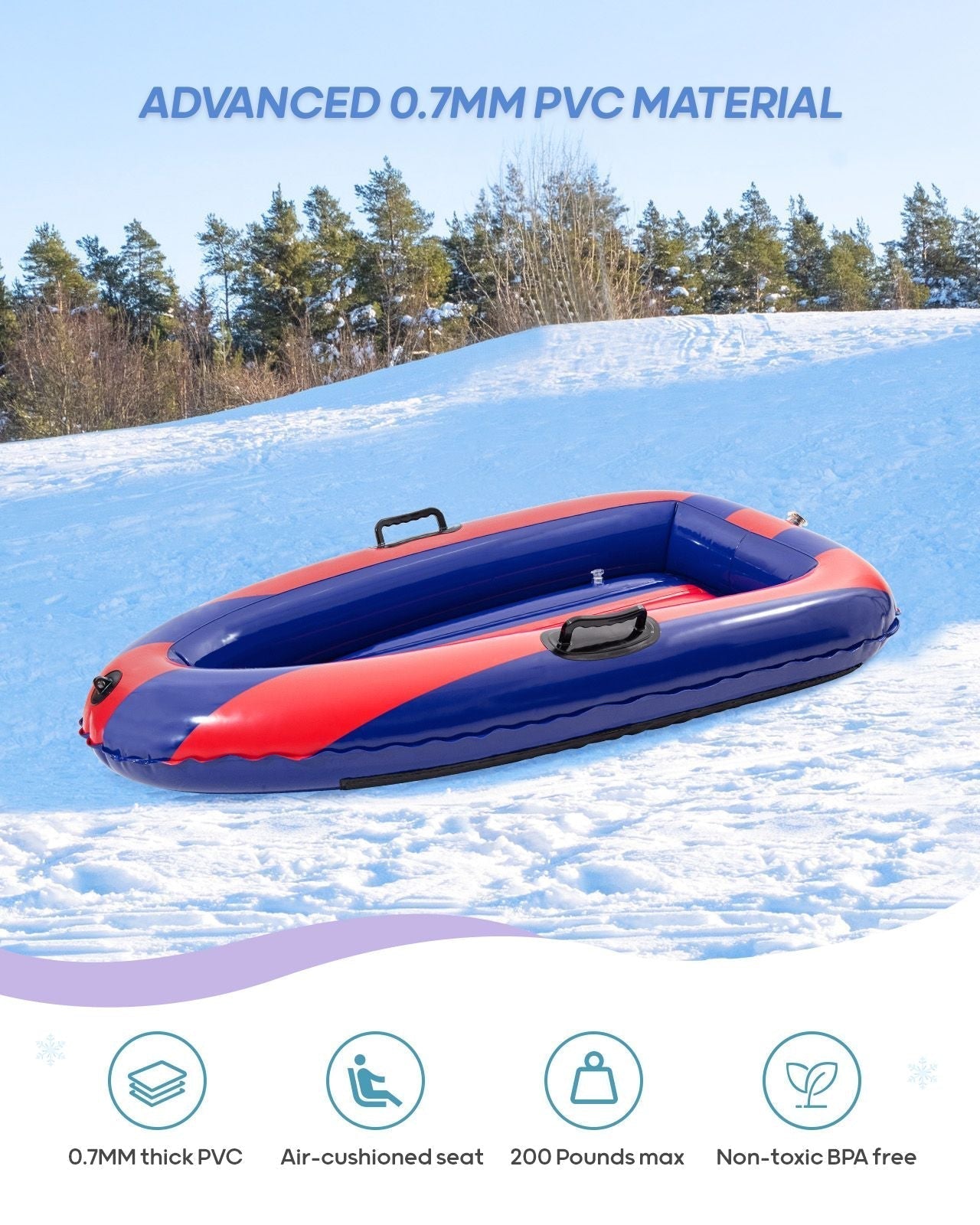 Inflatable Snow Sled with Handles